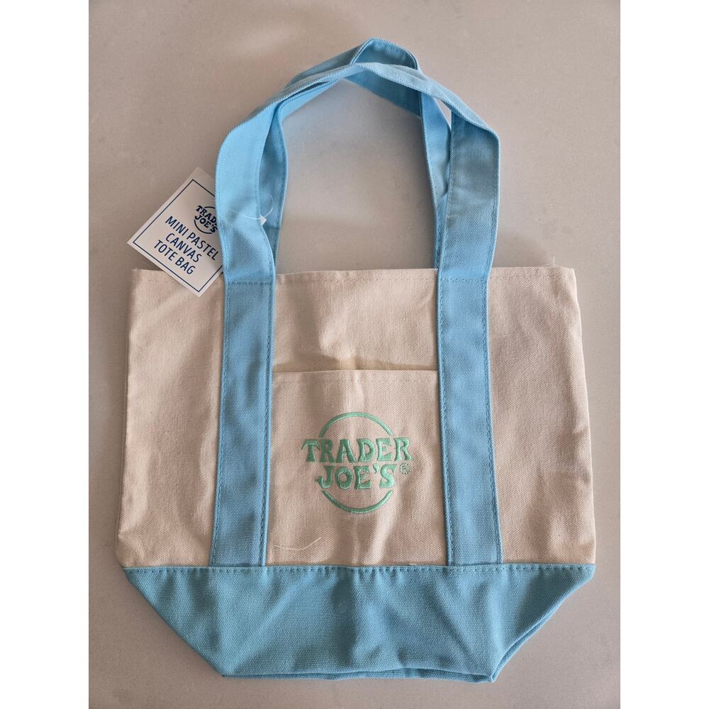 2 x Trader Joe's Mini Tote Green and Blue - Picture 3 of 3